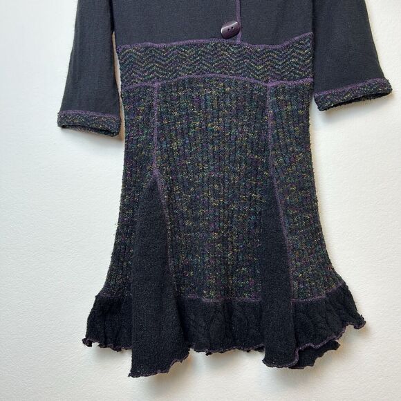 Anthropologie Curio Dress Women’s XS Black Purple Cowl Neck Whimsigoth Witchy - Picture 3 of 13
